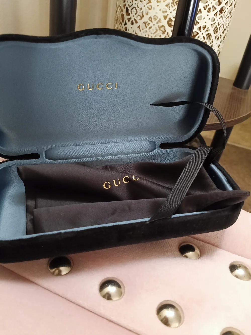 Gucci GG0447S 001 Black Aviator Sunglasses with Green and Red Temple Stripes